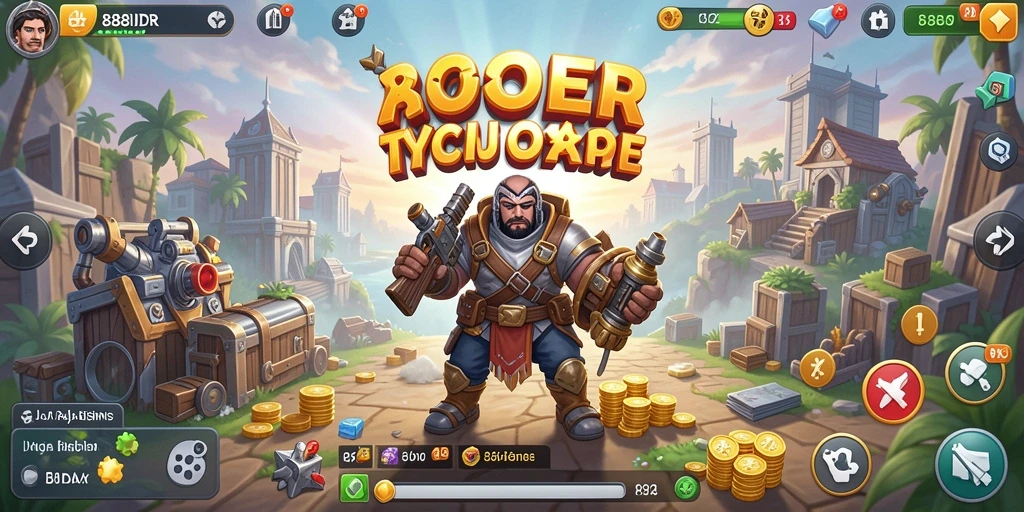 Tampilan gameplay 888IDR dengan manajemen bisnis yang mendebarkan.