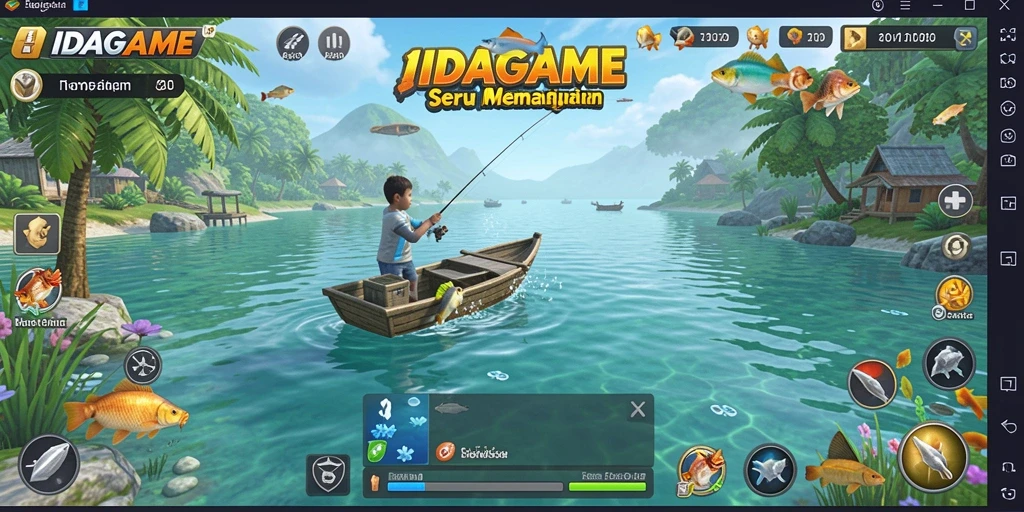 Tampilan gameplay <strong>IDAGAME</strong> yang menakjubkan dengan aksi memancing yang seru.