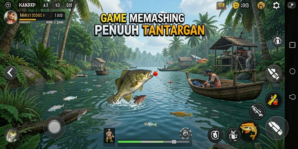 Tampilan menarik dari gameplay KAKRP dengan berbagai jenis ikan.
