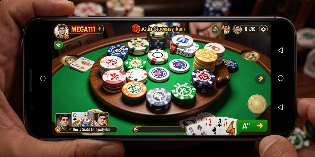 Tampilan menarik dari gameplay QiuQiu di MEGA111.