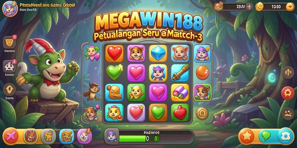 Tampilan gameplay seru dari MEGAWIN188 dalam genre Match-3.