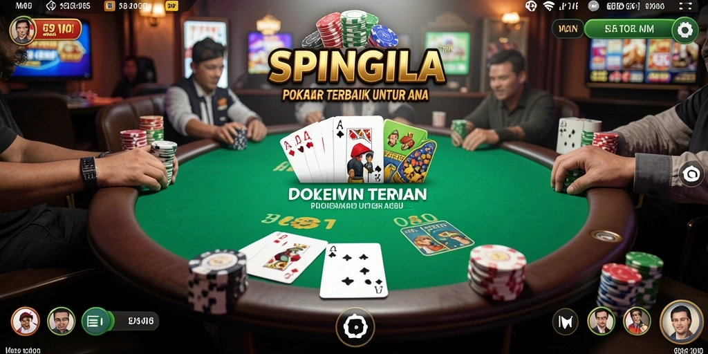 Tampilan gameplay SPINGILA dengan aksi poker yang seru.